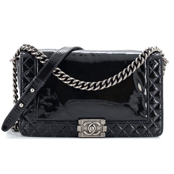 ❌SOLD! Chanel Patent Leather Medium Reverso Boy Flap Bag - Picture 1 of 16